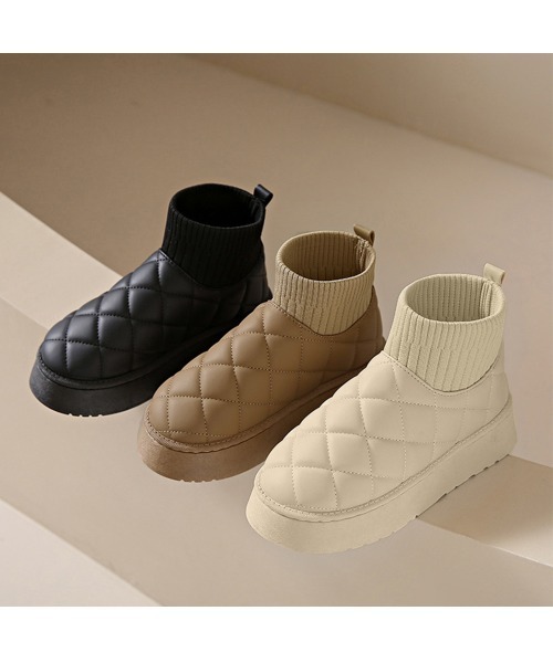 Miniministore(ミニミニストア)の「ムートンブーツ キルティング裏起毛ブーツ(ブーツ・レディース・ブラック/ライトブラウン/アイボリー・23.0cm/23.5cm/24.5cm/24.0cm/25.0cm)」の16枚目の写真