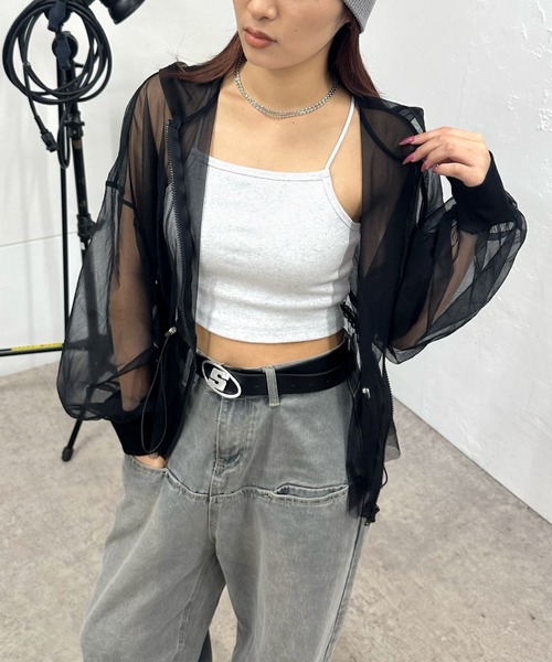 WHO'S WHO gallery（フーズフーギャラリー）の「ショートリブキャミ（キャミソール・レディース・グレー/オフホワイト/ブラック/ライトグレー・FREE）」の3枚目の写真