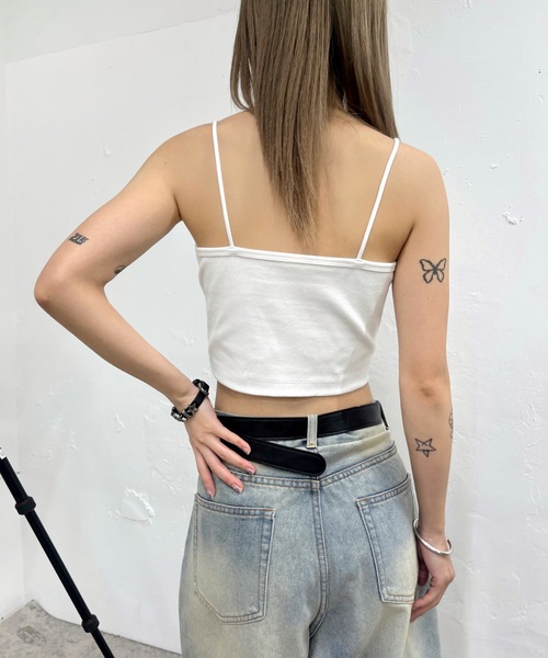 WHO'S WHO gallery（フーズフーギャラリー）の「ショートリブキャミ（キャミソール・レディース・グレー/オフホワイト/ブラック/ライトグレー・FREE）」の8枚目の写真