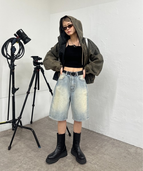 WHO'S WHO gallery（フーズフーギャラリー）の「ショートリブキャミ（キャミソール・レディース・グレー/オフホワイト/ブラック/ライトグレー・FREE）」の11枚目の写真