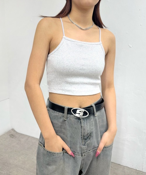 WHO'S WHO gallery（フーズフーギャラリー）の「ショートリブキャミ（キャミソール・レディース・グレー/オフホワイト/ブラック/ライトグレー・FREE）」の12枚目の写真