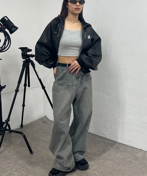 WHO'S WHO gallery（フーズフーギャラリー）の「ショートリブキャミ（キャミソール・レディース・グレー/オフホワイト/ブラック/ライトグレー・FREE）」の6枚目の写真