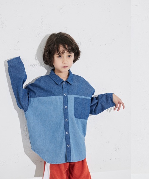 pairmanon(ペアマノン)の「クレイジーパターン デニムシャツ(シャツ/ブラウス・キッズ・ブルー・100/110/120/130/140/150/90)」の8枚目の写真