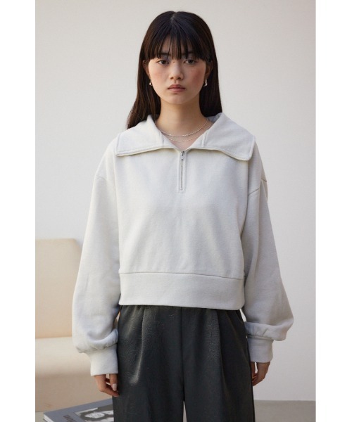 AZUL by moussy(アズールバイマウジー)の「ラメ裏毛ジップアップトップス(スウェット・レディース・グレー/アイボリー/ブラック・FREE)」の7枚目の写真