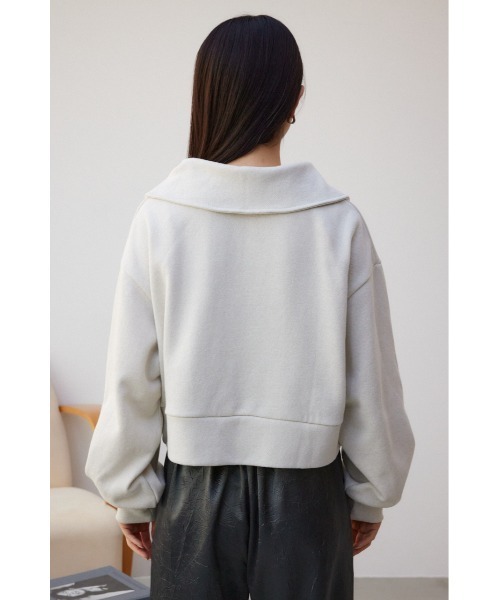 AZUL by moussy(アズールバイマウジー)の「ラメ裏毛ジップアップトップス(スウェット・レディース・グレー/アイボリー/ブラック・FREE)」の9枚目の写真