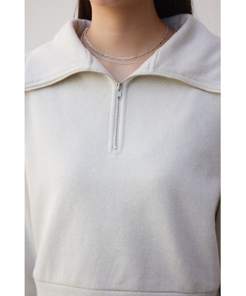 AZUL by moussy(アズールバイマウジー)の「ラメ裏毛ジップアップトップス(スウェット・レディース・グレー/アイボリー/ブラック・FREE)」の10枚目の写真