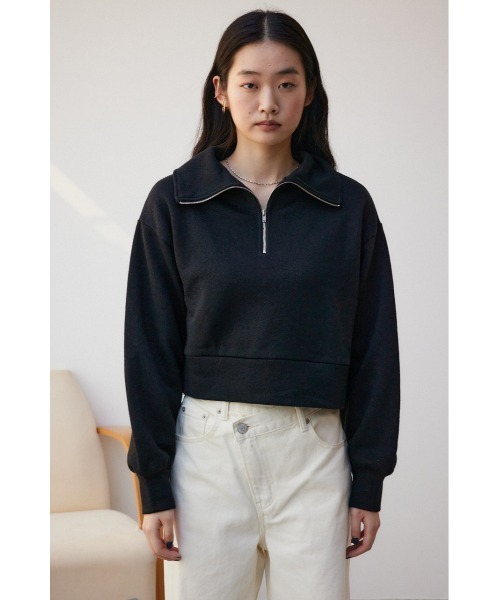 AZUL by moussy(アズールバイマウジー)の「ラメ裏毛ジップアップトップス(スウェット・レディース・グレー/アイボリー/ブラック・FREE)」の17枚目の写真