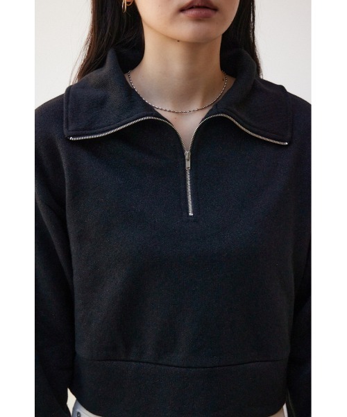 AZUL by moussy(アズールバイマウジー)の「ラメ裏毛ジップアップトップス(スウェット・レディース・グレー/アイボリー/ブラック・FREE)」の20枚目の写真