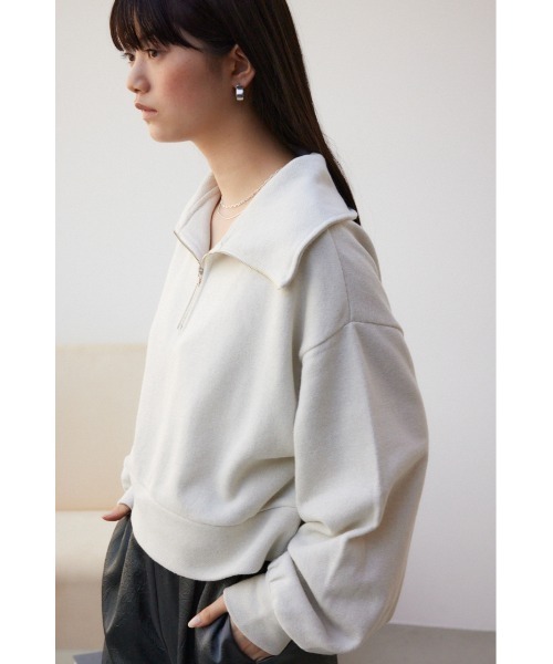 AZUL by moussy(アズールバイマウジー)の「ラメ裏毛ジップアップトップス(スウェット・レディース・グレー/アイボリー/ブラック・FREE)」の5枚目の写真