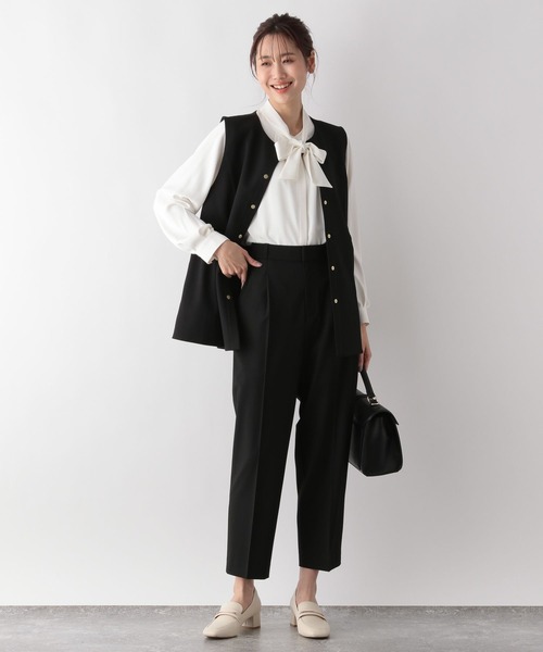 新品　GLOBAL WORK　グローバルワーク　ツイードペプラムジレ　L　入学式 GLOBAL WORK ベスト ジレ ツイードペプラムジレ/133624