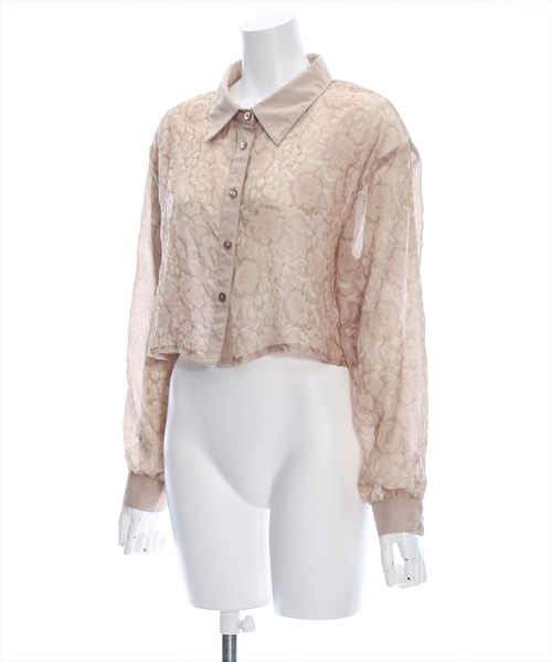 clear（クリア）の「花柄シアーショート丈シャツ（シャツ/ブラウス・レディース・ベージュ/グレー/ライトベージュ・F）」の4枚目の写真