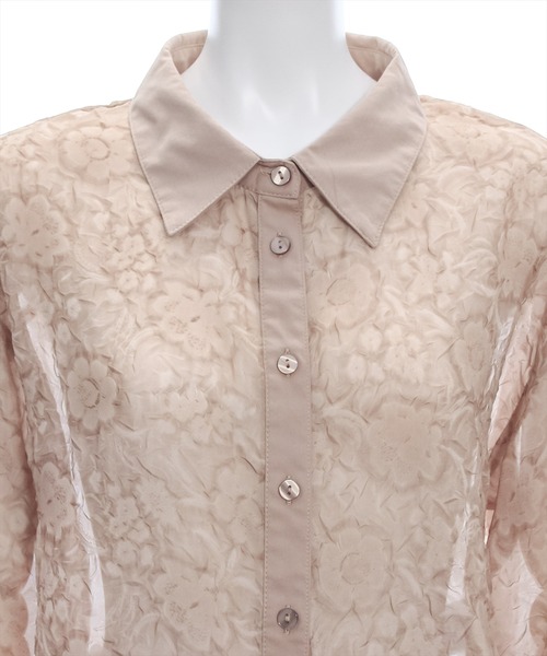 clear（クリア）の「花柄シアーショート丈シャツ（シャツ/ブラウス・レディース・ベージュ/グレー/ライトベージュ・F）」の10枚目の写真