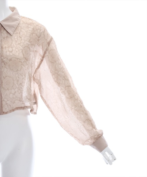 clear（クリア）の「花柄シアーショート丈シャツ（シャツ/ブラウス・レディース・ベージュ/グレー/ライトベージュ・F）」の8枚目の写真