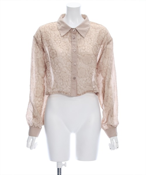 clear（クリア）の「花柄シアーショート丈シャツ（シャツ/ブラウス・レディース・ベージュ/グレー/ライトベージュ・F）」の18枚目の写真