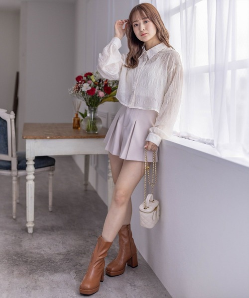 clear（クリア）の「花柄シアーショート丈シャツ（シャツ/ブラウス・レディース・ベージュ/グレー/ライトベージュ・F）」の13枚目の写真