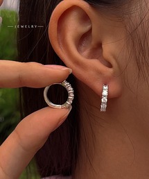 ビジューフープピアス