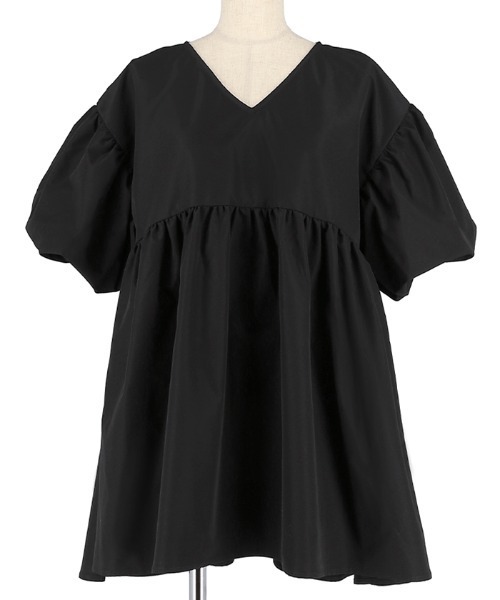 coca(coca)(コカ)の「\ZOZO限定再入荷/お気に入り数7300越え!!パリフワVネックギャザーブラウス(シャツ/ブラウス・レディース・グリーン/ブラック・L/M)」の3枚目の写真