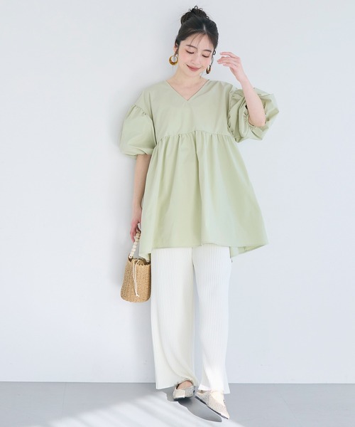 coca(coca)(コカ)の「\ZOZO限定再入荷/お気に入り数7300越え!!パリフワVネックギャザーブラウス(シャツ/ブラウス・レディース・グリーン/ブラック・L/M)」の20枚目の写真
