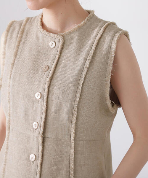 N.(N. Natural Beauty Basic)(エヌエヌナチュラルビューティーベーシック)の「◆ペプラムジレ&ワイドパンツセット(セットアップ・レディース・ベージュ/グレイッシュベージュ・MEDIUM)」の22枚目の写真