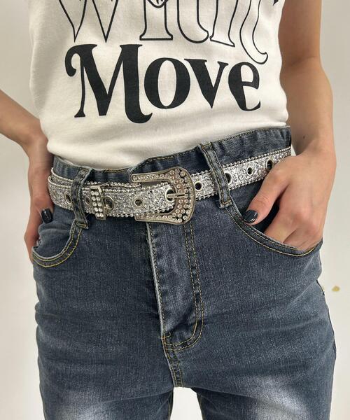 WEGO(ウィゴー)の「WEGO/ビジューバックルラメベルト(ベルト・レディース・ブラック/シルバー/ピンク・FREE)」の5枚目の写真