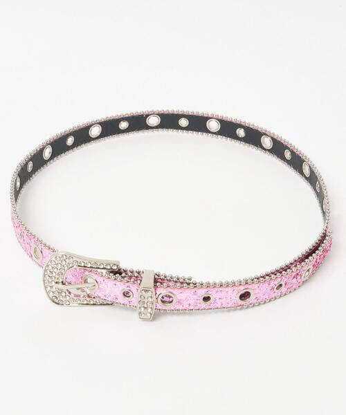 WEGO(ウィゴー)の「WEGO/ビジューバックルラメベルト(ベルト・レディース・ブラック/シルバー/ピンク・FREE)」の7枚目の写真