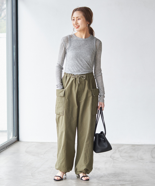 le（ル）の「【le / ル 】TENCEL LAYERED TOP（Tシャツ/カットソー・レディース・ホワイト/マルーン/グレー・FREE）」の4枚目の写真