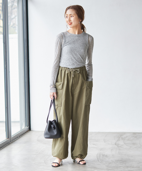 le（ル）の「【le / ル 】TENCEL LAYERED TOP（Tシャツ/カットソー・レディース・ホワイト/マルーン/グレー・FREE）」の8枚目の写真