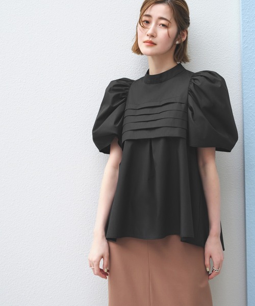 ルイルエブティック RUIRUE BOUTIQUE タックギャザーボリュームスリーブブラウス （ブラック） ルイルエブティック RUIRUE BOUTIQUE タックギャザーボリューム