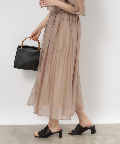 OPAQUE.CLIP（オペークドットクリップ）の「◆セットアップ対応 シアータックギャザースカート【洗濯機洗い可】（スカート・レディース・オレンジ/ブラウン系その他/グリーン/ブラック・40/38/42/36）」の8枚目の写真