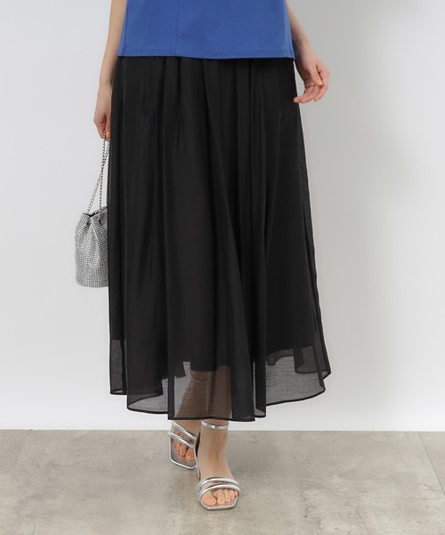 OPAQUE.CLIP（オペークドットクリップ）の「◆セットアップ対応 シアータックギャザースカート【洗濯機洗い可】（スカート・レディース・オレンジ/ブラウン系その他/グリーン/ブラック・40/38/42/36）」の12枚目の写真