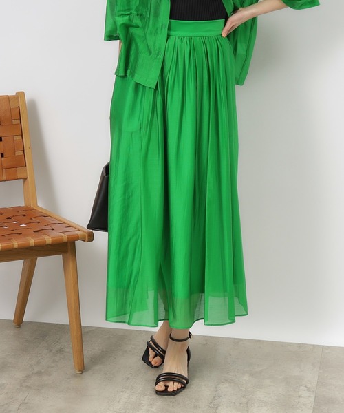 OPAQUE.CLIP（オペークドットクリップ）の「◆セットアップ対応 シアータックギャザースカート【洗濯機洗い可】（スカート・レディース・オレンジ/ブラウン系その他/グリーン/ブラック・40/38/42/36）」の21枚目の写真