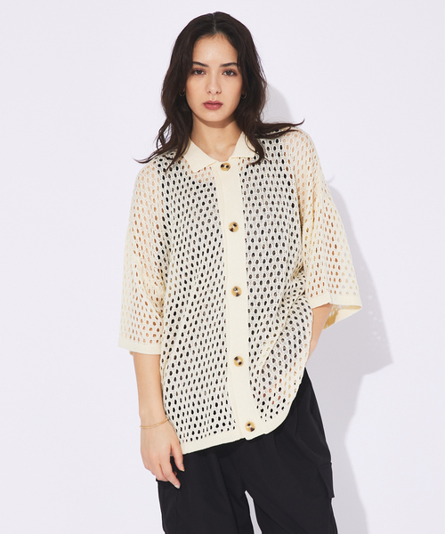 【Revo.】ニットメッシュ/シャツカーディガン（シャツ/ブラウス）｜ABAHOUSE（アバハウス）