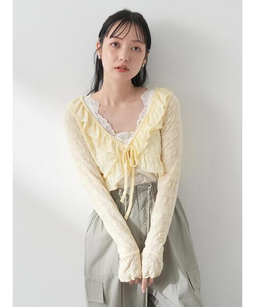 earth music&ecology（アースミュージックアンドエコロジー）の「フリルレースカーディガン（カーディガン/ボレロ・レディース・ホワイト/イエロー/ブルー・FREE）」の19枚目の写真