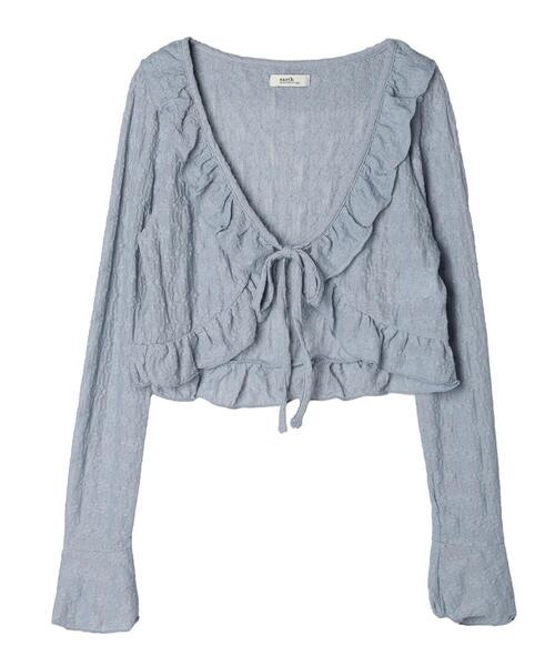 earth music&ecology（アースミュージックアンドエコロジー）の「フリルレースカーディガン（カーディガン/ボレロ・レディース・ホワイト/イエロー/ブルー・FREE）」の4枚目の写真