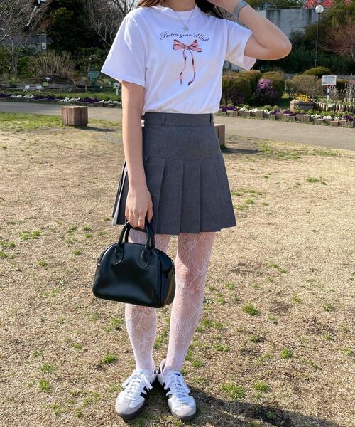 WOND(ウォンド)の「リボンプリントTシャツ(Tシャツ/カットソー・レディース・ホワイト/ピンク・FREE)」の5枚目の写真