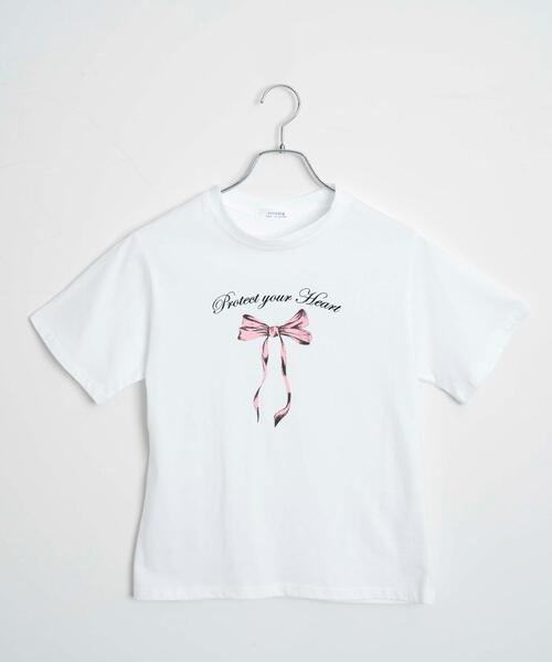 WOND(ウォンド)の「リボンプリントTシャツ(Tシャツ/カットソー・レディース・ホワイト/ピンク・FREE)」の16枚目の写真