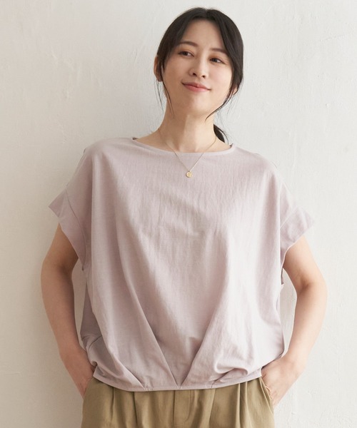 ikka(イッカ)の「鹿の子前身タックプルオーバー(Tシャツ/カットソー・レディース・ブルー/ベージュ/マスタード/モカ/ネイビー/グリーン・M/L/S)」の3枚目の写真