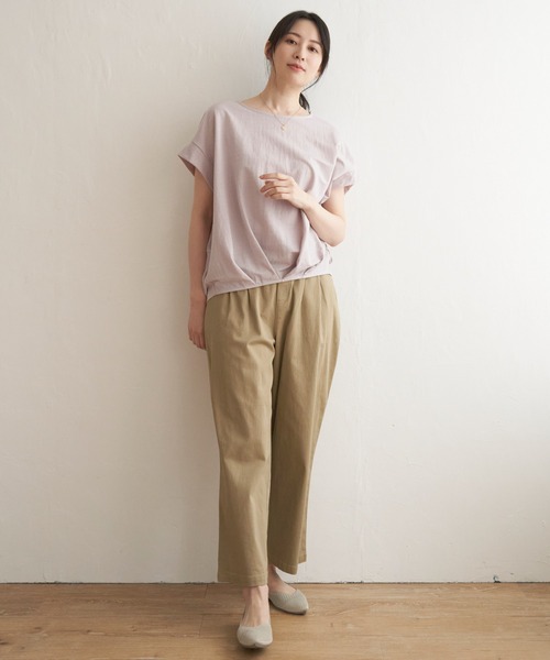 ikka(イッカ)の「鹿の子前身タックプルオーバー(Tシャツ/カットソー・レディース・ブルー/ベージュ/マスタード/モカ/ネイビー/グリーン・M/L/S)」の21枚目の写真