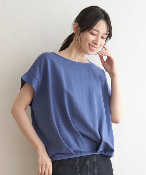 ikka(イッカ)の「鹿の子前身タックプルオーバー(Tシャツ/カットソー・レディース・ブルー/ベージュ/マスタード/モカ/ネイビー/グリーン・M/L/S)」の17枚目の写真