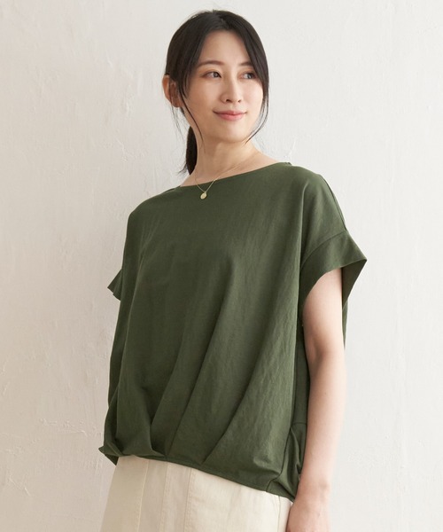 ikka(イッカ)の「鹿の子前身タックプルオーバー(Tシャツ/カットソー・レディース・ブルー/ベージュ/マスタード/モカ/ネイビー/グリーン・M/L/S)」の16枚目の写真