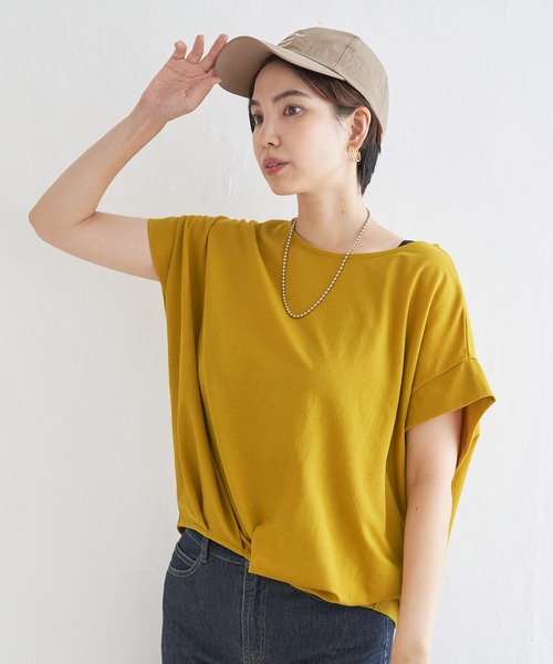 ikka(イッカ)の「鹿の子前身タックプルオーバー(Tシャツ/カットソー・レディース・ブルー/ベージュ/マスタード/モカ/ネイビー/グリーン・M/L/S)」の13枚目の写真