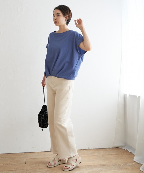 ikka(イッカ)の「鹿の子前身タックプルオーバー(Tシャツ/カットソー・レディース・ブルー/ベージュ/マスタード/モカ/ネイビー/グリーン・M/L/S)」の11枚目の写真