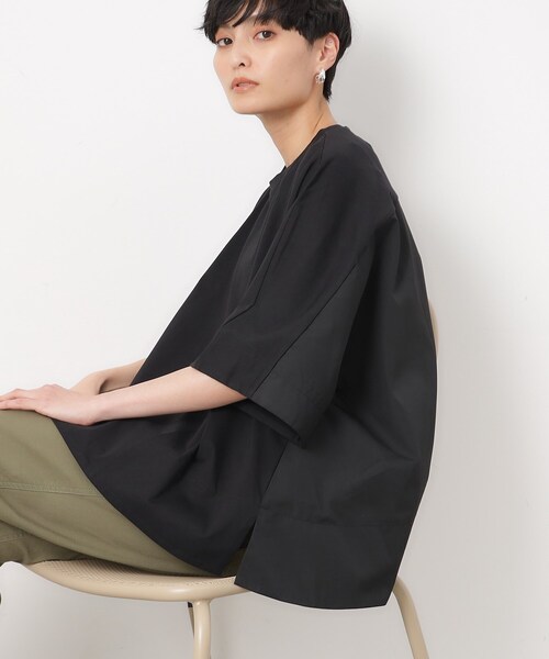 OPAQUE.CLIP（オペークドットクリップ）の「◆バックフハクドッキングAラインカットソー【洗濯機洗い可】（Tシャツ/カットソー・レディース・ホワイト/ブラック/ベージュ・38/42/40）」の2枚目の写真