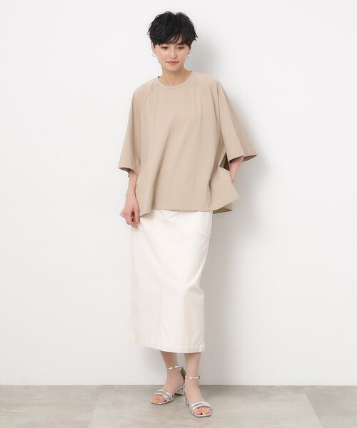 OPAQUE.CLIP（オペークドットクリップ）の「◆バックフハクドッキングAラインカットソー【洗濯機洗い可】（Tシャツ/カットソー・レディース・ホワイト/ブラック/ベージュ・38/42/40）」の6枚目の写真