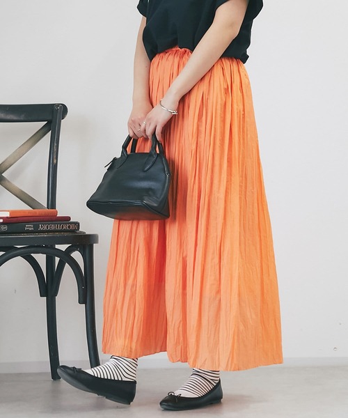 un dix cors（アンディコール）の「ワッシャースカート（スカート・レディース・グレー/ブラック/オレンジ・FREE）」の3枚目の写真