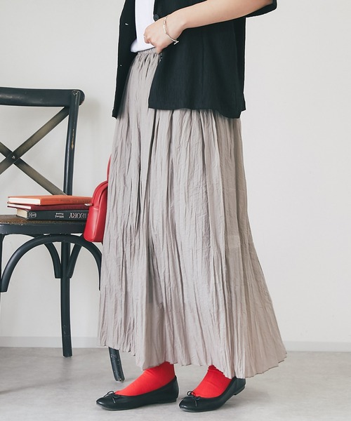 un dix cors（アンディコール）の「ワッシャースカート（スカート・レディース・グレー/ブラック/オレンジ・FREE）」の16枚目の写真