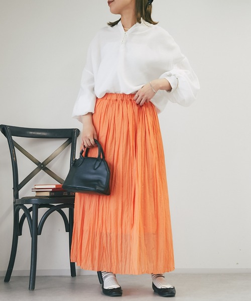 un dix cors（アンディコール）の「ワッシャースカート（スカート・レディース・グレー/ブラック/オレンジ・FREE）」の8枚目の写真