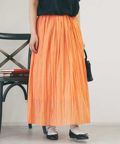 un dix cors（アンディコール）の「ワッシャースカート（スカート・レディース・グレー/ブラック/オレンジ・FREE）」の4枚目の写真