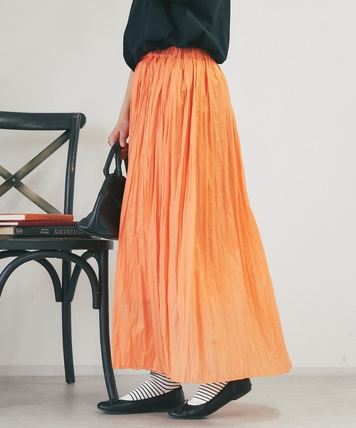 un dix cors（アンディコール）の「ワッシャースカート（スカート・レディース・グレー/ブラック/オレンジ・FREE）」の5枚目の写真