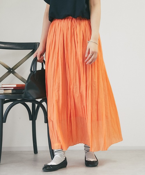 un dix cors（アンディコール）の「ワッシャースカート（スカート・レディース・グレー/ブラック/オレンジ・FREE）」の7枚目の写真